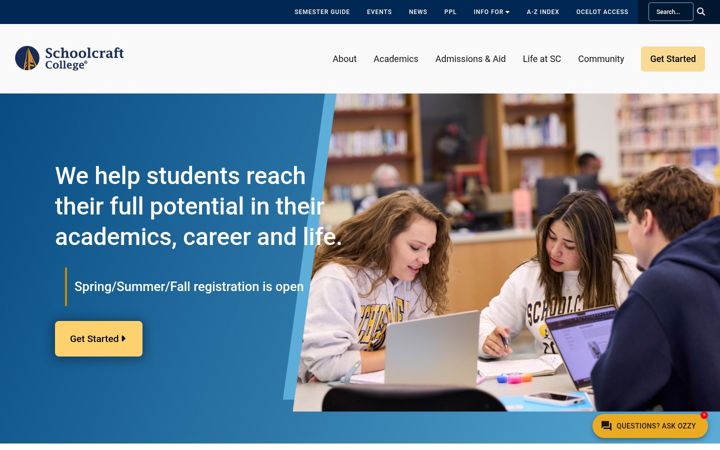 Screenshot of schoolcraft.edu