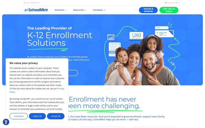 Screenshot of schoolmint.com