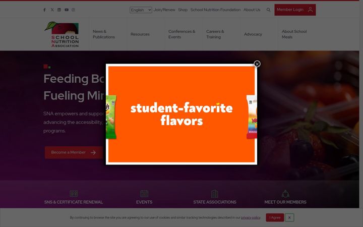 Screenshot of schoolnutrition.org