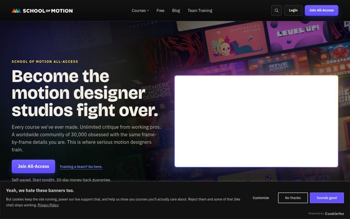 Screenshot of schoolofmotion.com