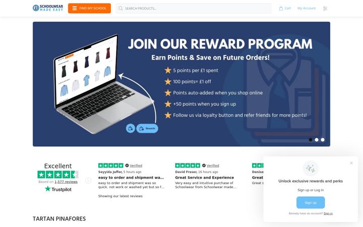 Screenshot van schoolwearmadeeasy.com