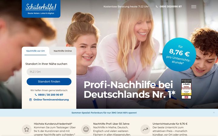 Screenshot of schuelerhilfe.de