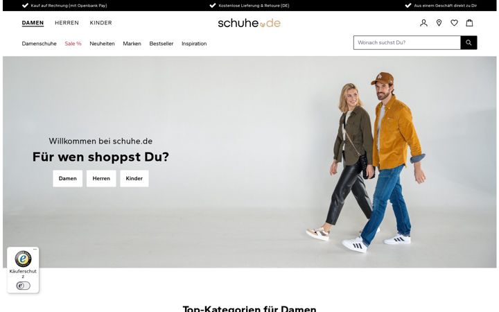 Screenshot of schuhe.de
