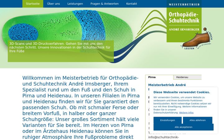 Ekrānuzņēmums no schuhtechnik-irnsberger.de