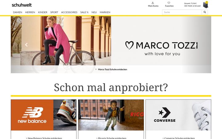 Screenshot of schuhwelt.de
