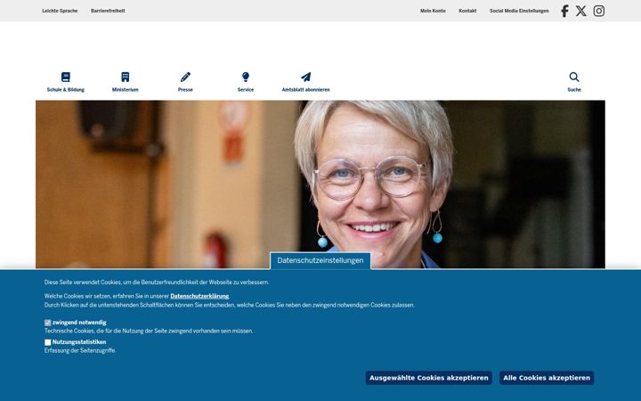 Screenshot of schulministerium.nrw