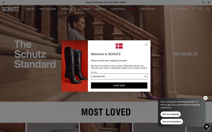 Screenshot of schutz-shoes.com
