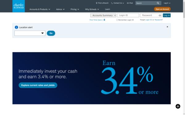 Screenshot of schwab.com