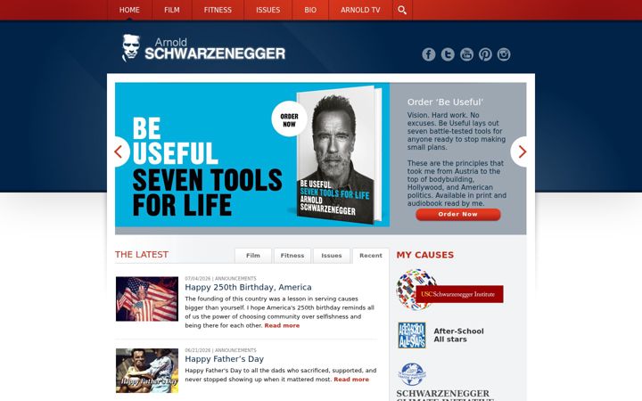 Screenshot of schwarzenegger.com
