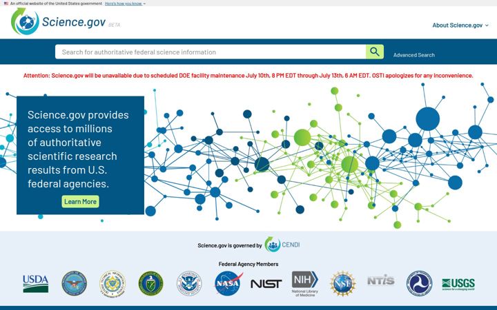 Zrzut ekranu science.gov