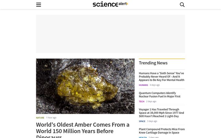 Snímek obrazovky sciencealert.com