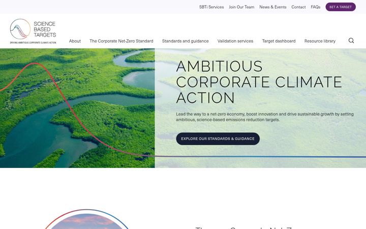 Screenshot van sciencebasedtargets.org