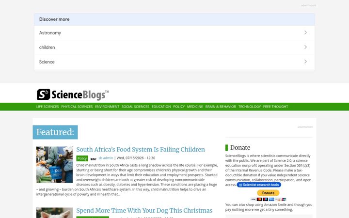 Snimka zaslona za scienceblogs.com