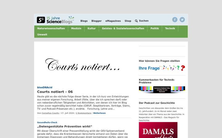 Screenshot of scienceblogs.de