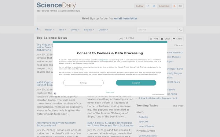 Captura de pantalla de sciencedaily.com