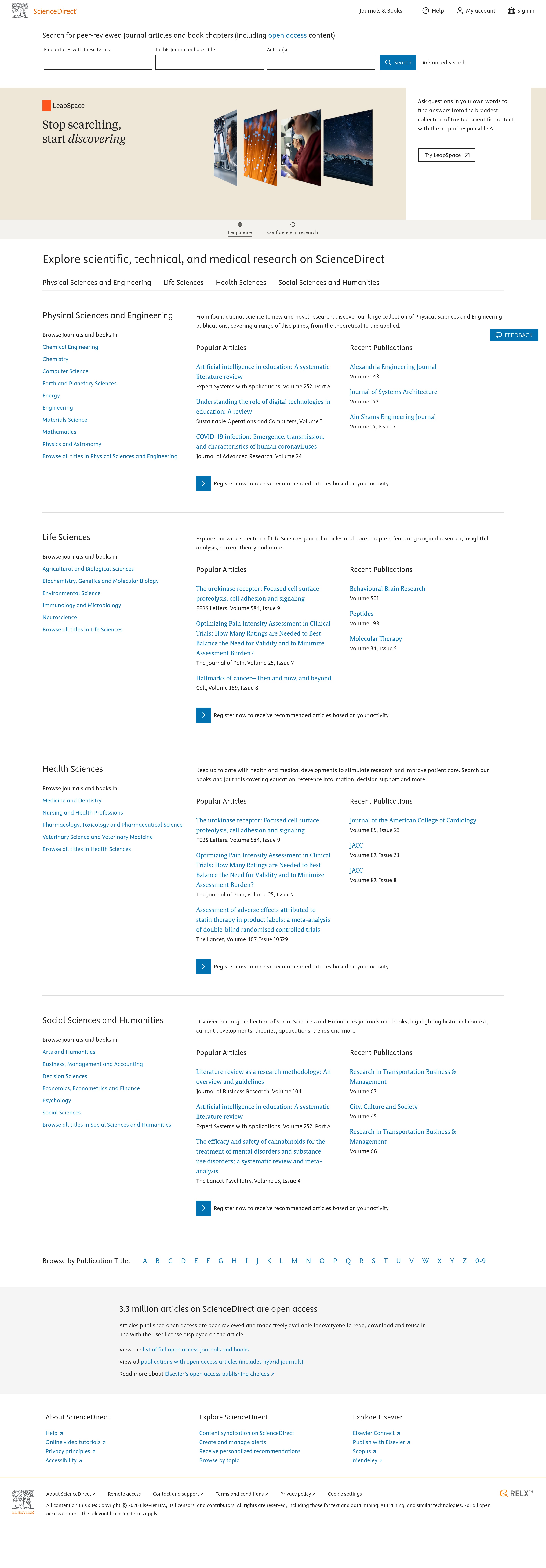 Screenshot of sciencedirect.com