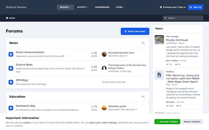 Screenshot of scienceforums.net