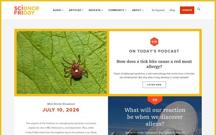 Screenshot van sciencefriday.com