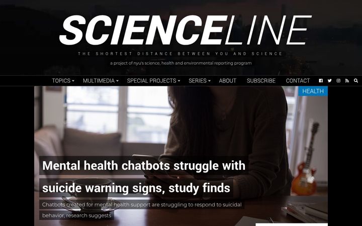 Screenshot van scienceline.org