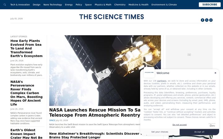 Screenshot of sciencetimes.com