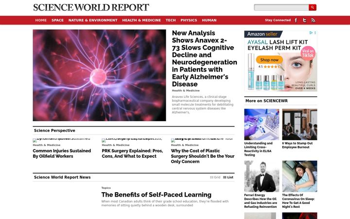 Screenshot of scienceworldreport.com