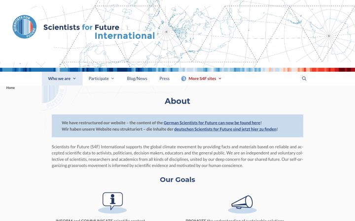Screenshot von scientists4future.org