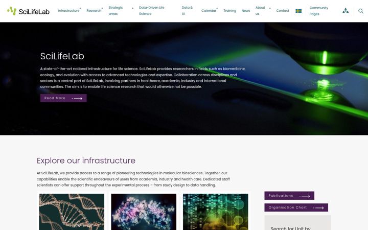Screenshot of scilifelab.se