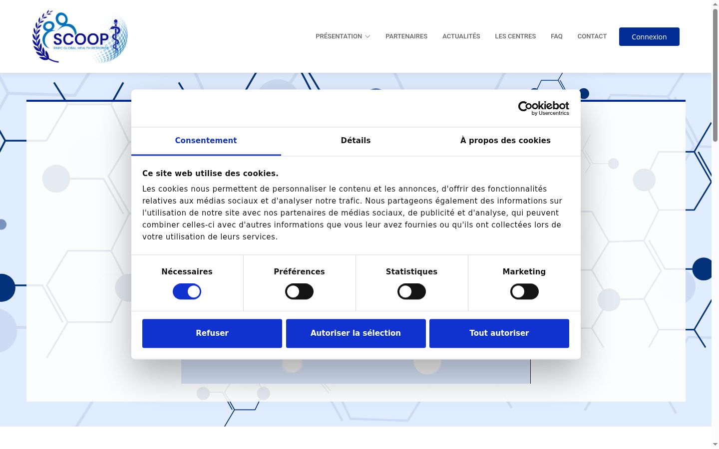 Screenshot of the consent banner shown before any interaction