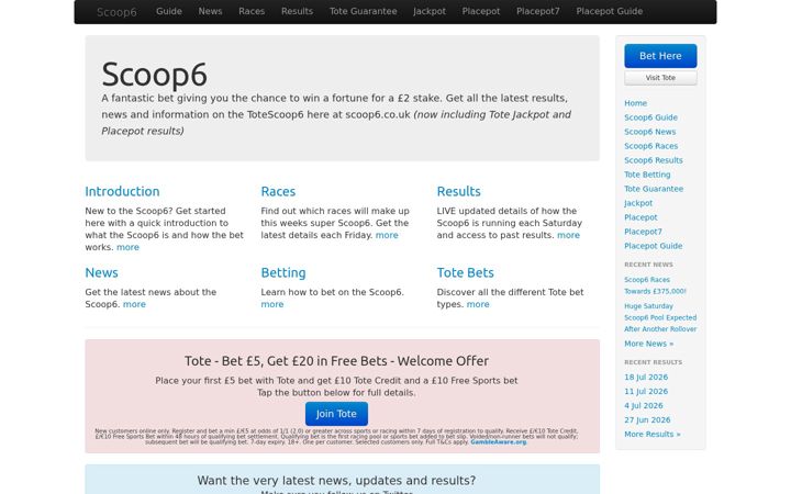 Screenshot ta' scoop6.co.uk