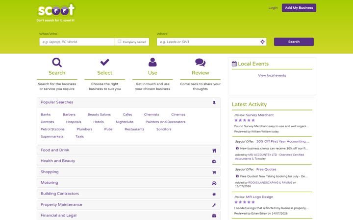 Screenshot of scoot.co.uk