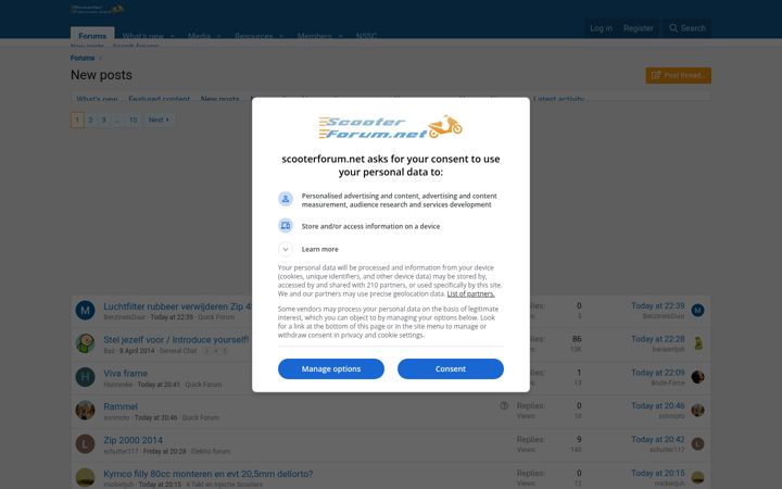 Screenshot of scooterforum.net