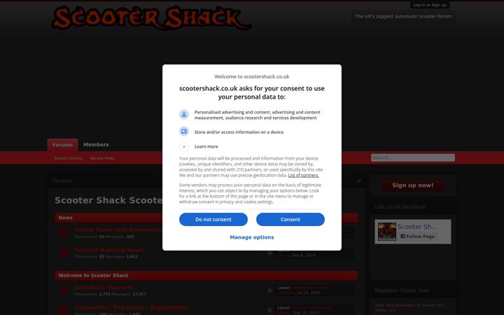 Screenshot von scootershack.co.uk