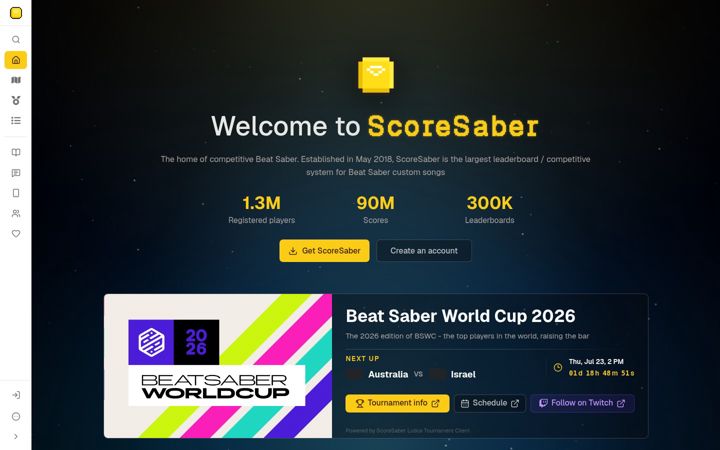 Ekrano kopija scoresaber.com