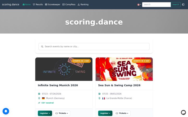 Screenshot of scoring.dance