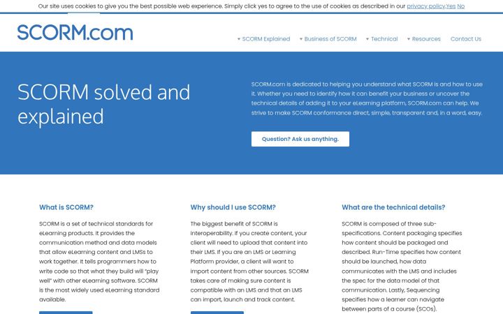 Snímek obrazovky scorm.com