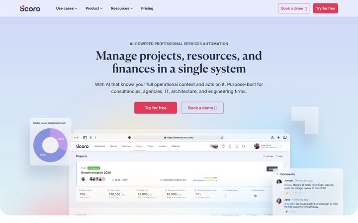 Screenshot of scoro.com