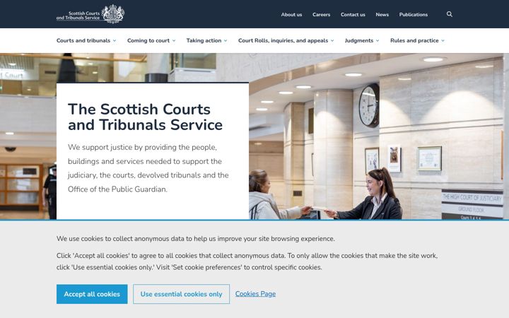 Screenshot of scotcourts.gov.uk