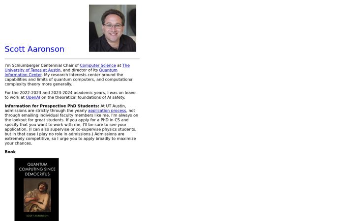Screenshot of scottaaronson.com
