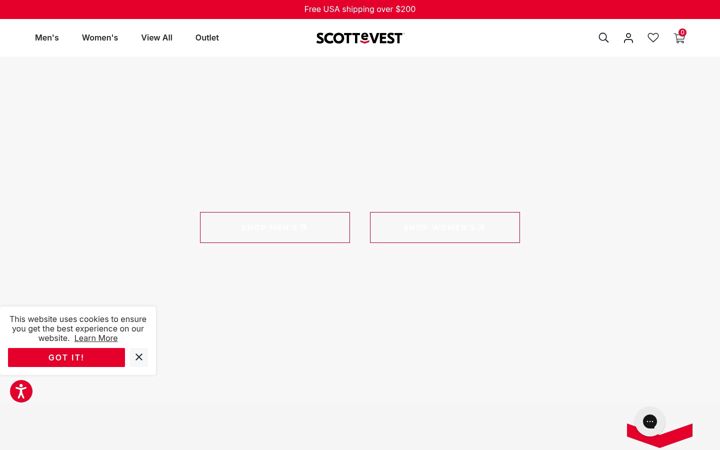 Captură de ecran a scottevest.com
