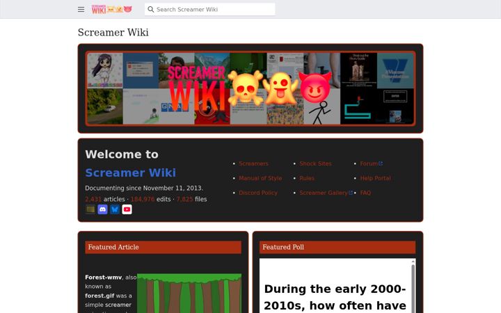 Screenshot of screamer.wiki