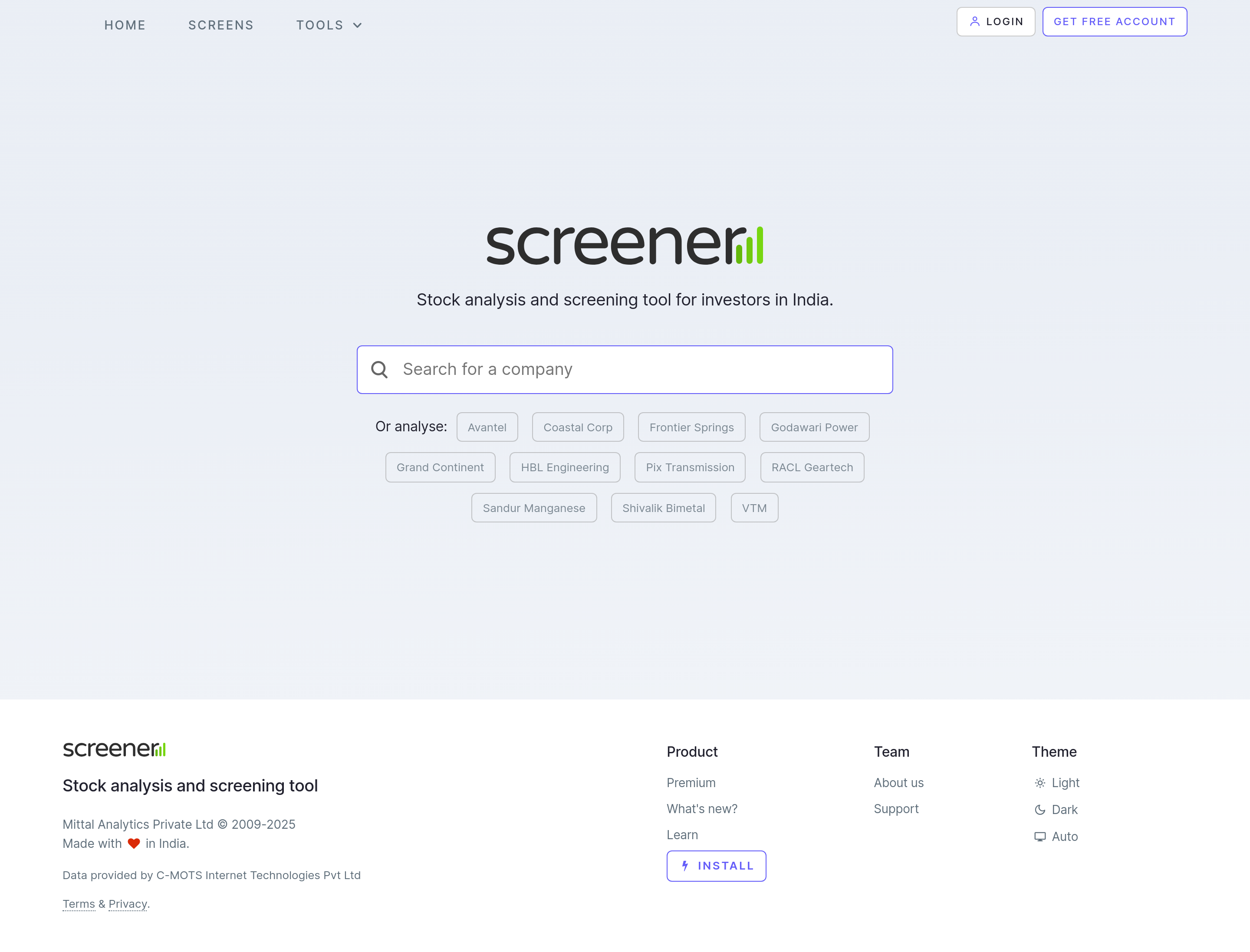Screenshot of screener.in