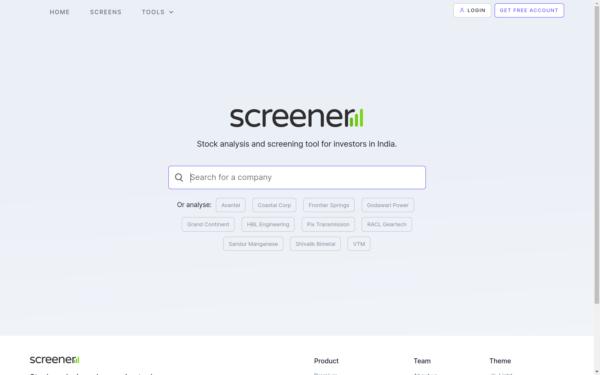Screenshot of screener.in