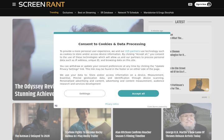 Zrzut ekranu screenrant.com