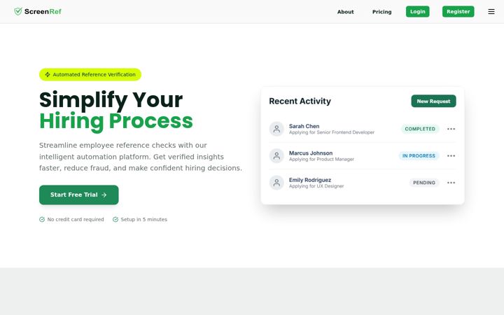 Screenshot of screenref.com