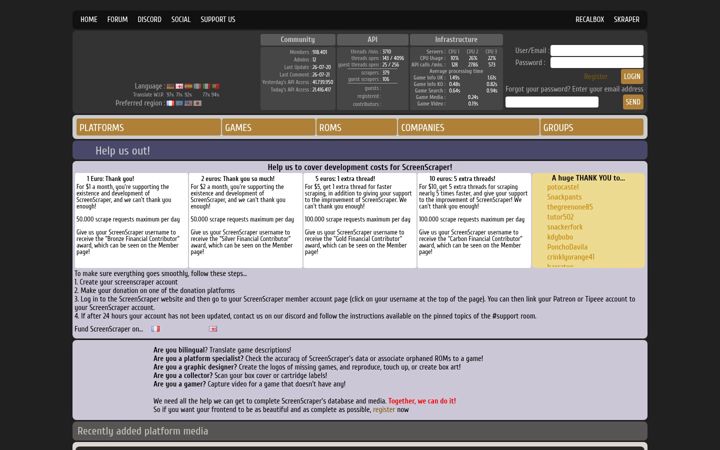 Skjermbilde av screenscraper.fr