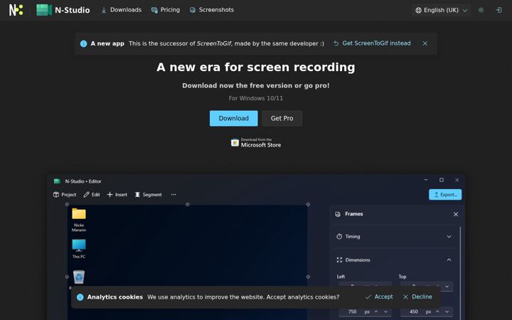 Screenshot of screentogif.com