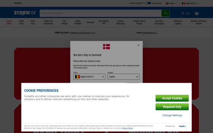 Screenshot of screwfix.eu
