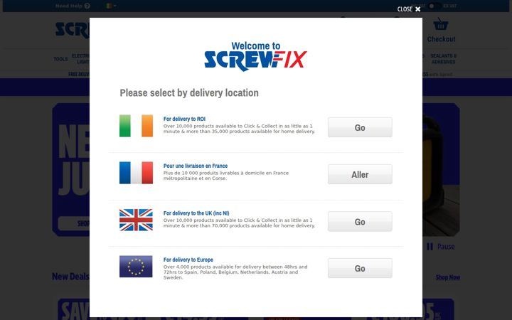 Skärmbild av screwfix.ie