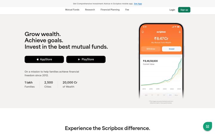 Screenshot of scripbox.com