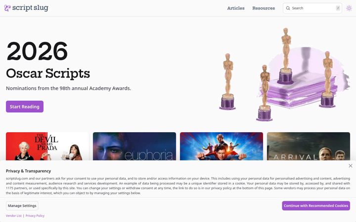 Screenshot of scriptslug.com
